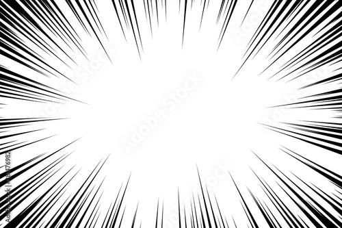 Comic book radial lines background. Manga speed frame. Explosion vector illustration. Star burst or sun rays abstract backdrop