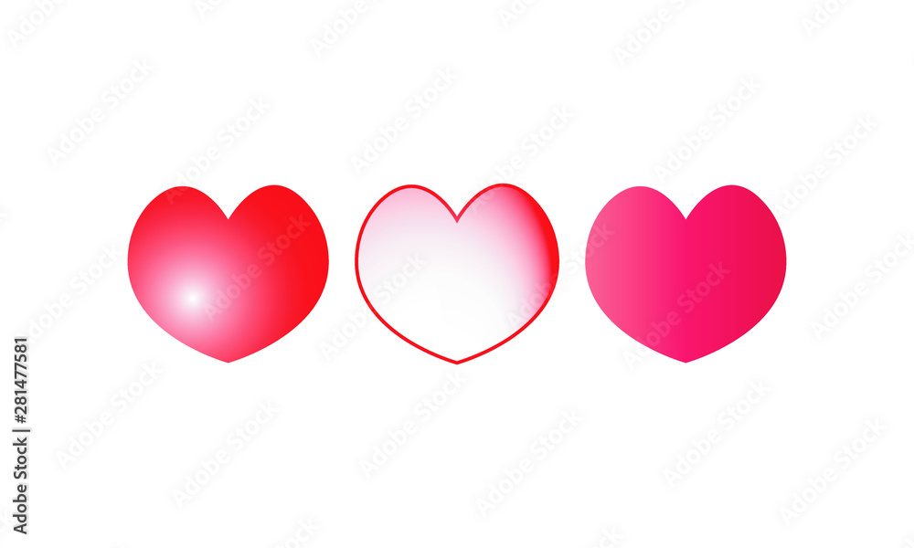 Vecton illustration of the collection of hearts. Love symbol is a set of icons, 
