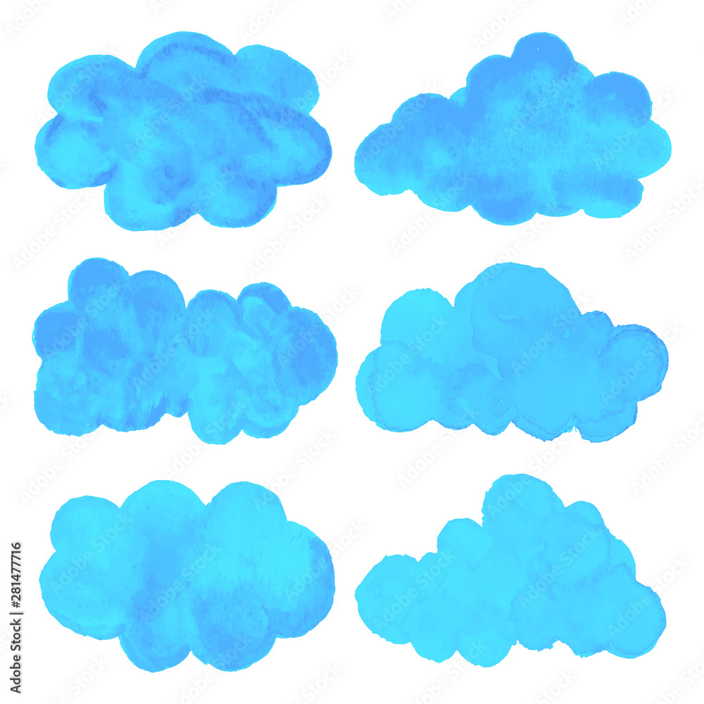 Watercolor Clouds Vector Set