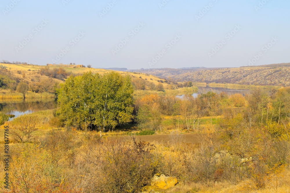 Fototapeta premium River Southern Bug in Ukraine on autumn