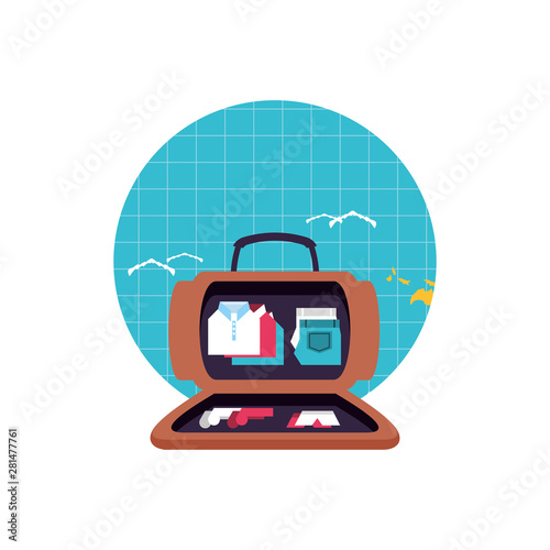 travel suitcase equipment in world planet
