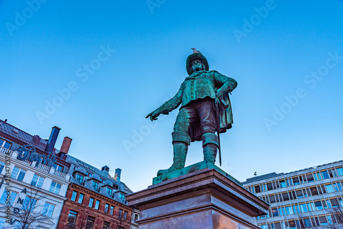 Canvas Print Christian IV statue in Oslo, Norway