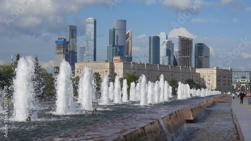 Moscow Victory park fountains day time