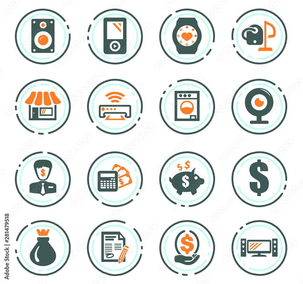 Pawn shop icons set Pawn shop icons set