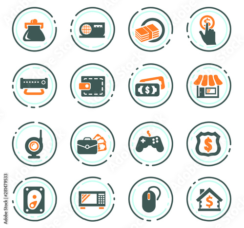 Pawn shop icons set