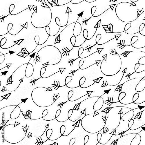 Vector seamless pattern with arrows in black and white colors