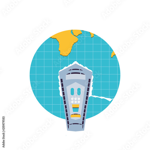 view aerial of ship cruise boat travel in world planet
