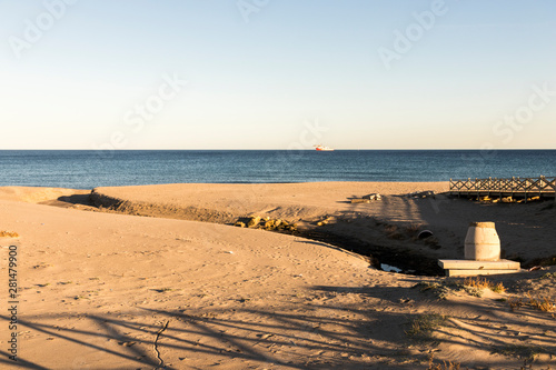 Views of the Bay of Gibraltar from La Linea de la Concepcion, Spain, on a beautiful and sunny summer day