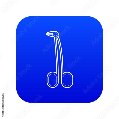 Surgical forceps icon blue vector isolated on white background