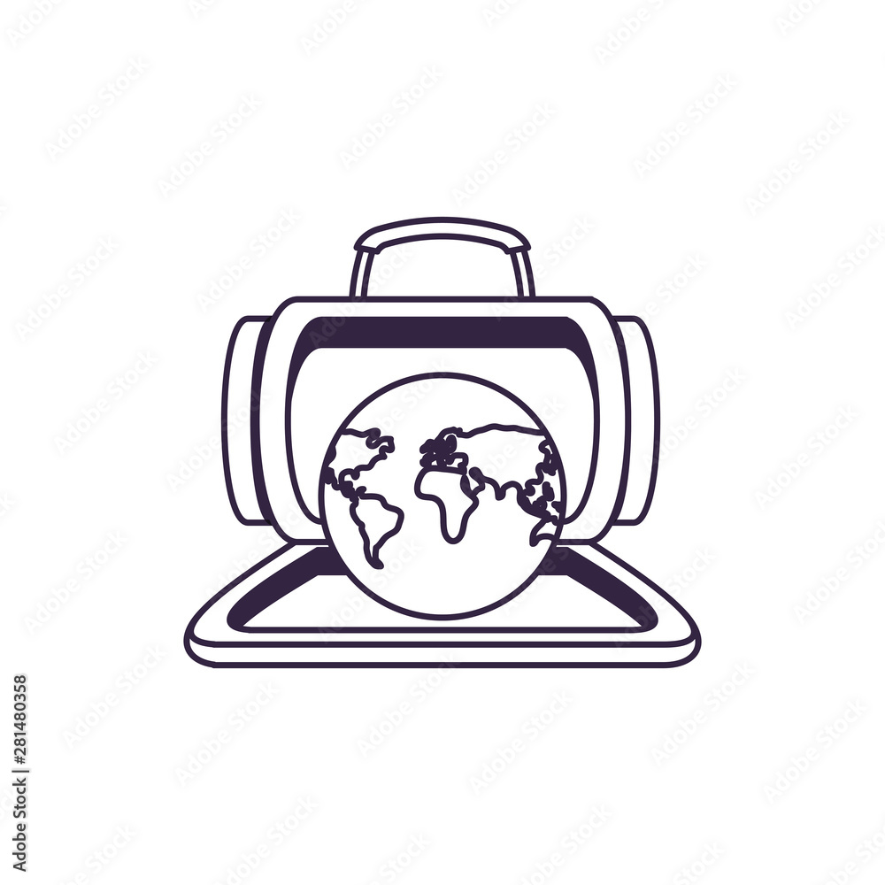 Fototapeta premium travel suitcase equipment with world planet