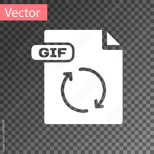 White GIF file document. Download gif button icon isolated on transparent background. GIF file symbol. Vector Illustration
