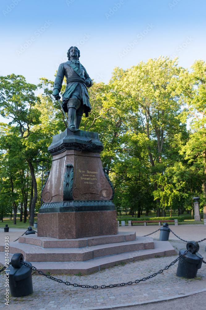 Monument to Peter I in Petrovsky Park in Kronstadt