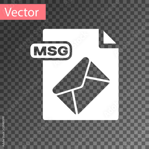 White MSG file document. Download msg button icon isolated on transparent background. MSG file symbol. Vector Illustration