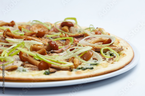 pizza with meat and mushrooms