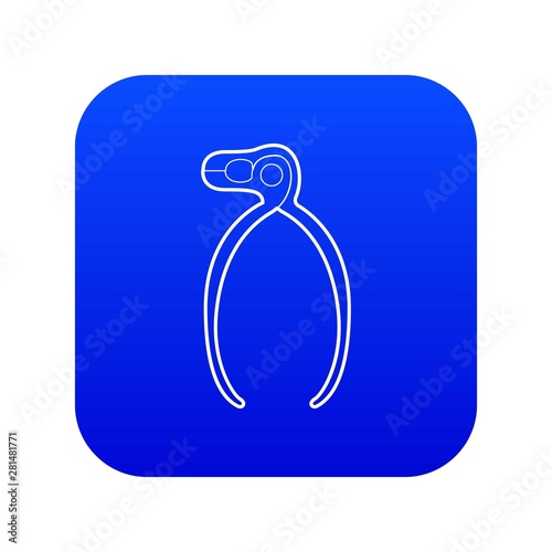 Surgical clip icon blue vector isolated on white background