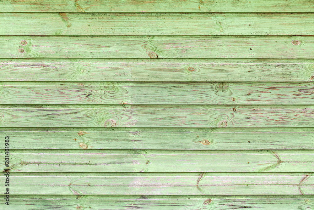 Green grungy wooden wall, frontal texture