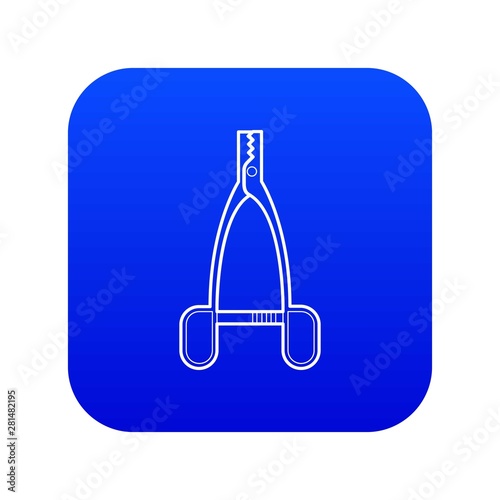 Medical pliers icon blue vector isolated on white background