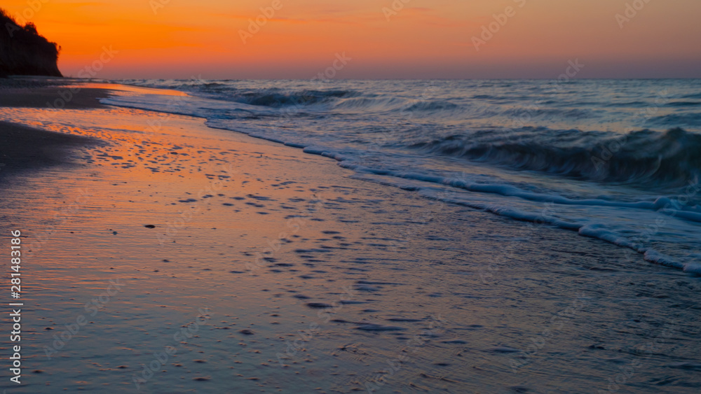 Sunrise over the sea morning beach