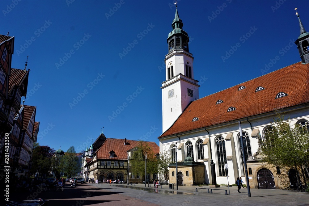 The Markt in the city of Celle with church and square