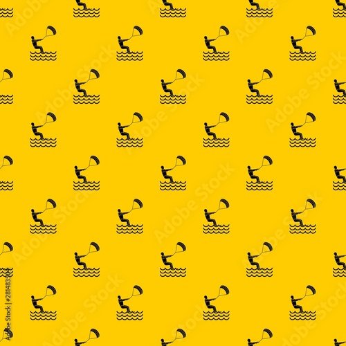 Man takes part at kitesurfing pattern seamless vector repeat geometric yellow for any design