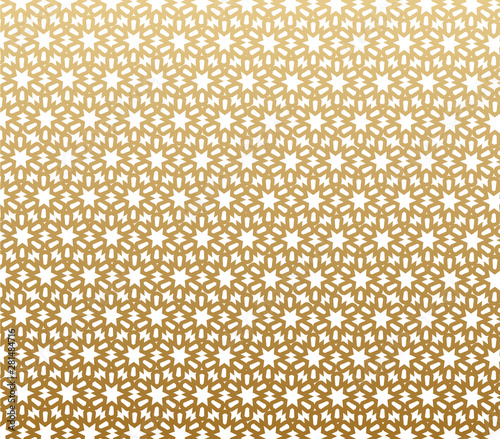 Seamless geometric pattern. Islamic pattern. arabic, east ornament, indian ornament, persian motif, 3D. Ramadan Kareem gold greeting card, banner. geometric ornate, shining vector illustration.