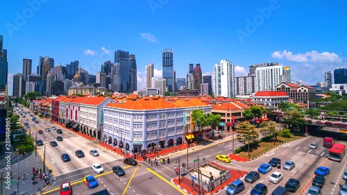 4K, Time lapse Singapore's old town with a new city behind