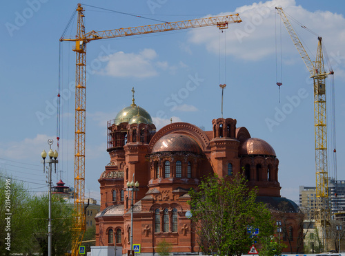 Wallpaper Mural Construction of the main temple in Volgograd using cranes Torontodigital.ca