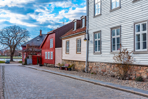 фотографія Typical wooden houses in the old town of Fredrikstad in Norway