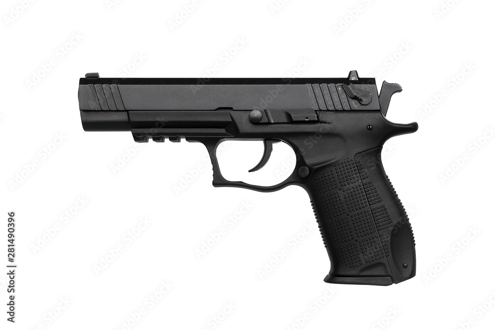 Black gun pistol isolated on white Black gun pistol isolated on white