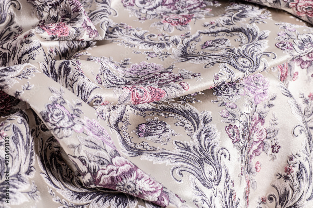 Bedspread with ornament close-up. Fabric, texture. Bedspread with ornament close-up. Fabric, texture.