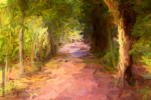 Abstract painting of long d...