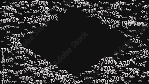 Percent Sings on Dark Background. Black Poster with Silver Percent Sings and Snowflakes. Vector Discount Sale Background.