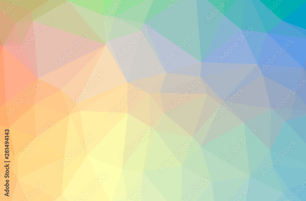 Illustration of abstract Green, Orange, Yellow horizontal low poly background. Beautiful polygon design pattern.