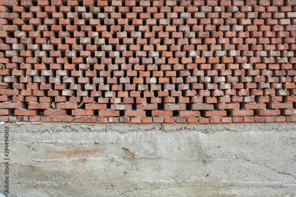 Half Concrete Half Red Bricks Wall Texture Half Concrete Half Red Bricks Wall Texture