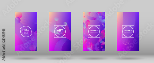 Fluid Shapes. Modern Geometric Pattern. Banner Design Composition. Horizontal Orientation. Set of Gradient Background.