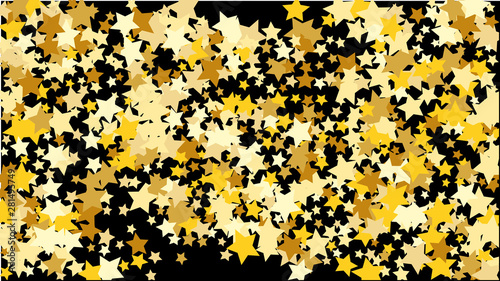 Abstract Background with Many Random Falling Golden Stars Confetti .