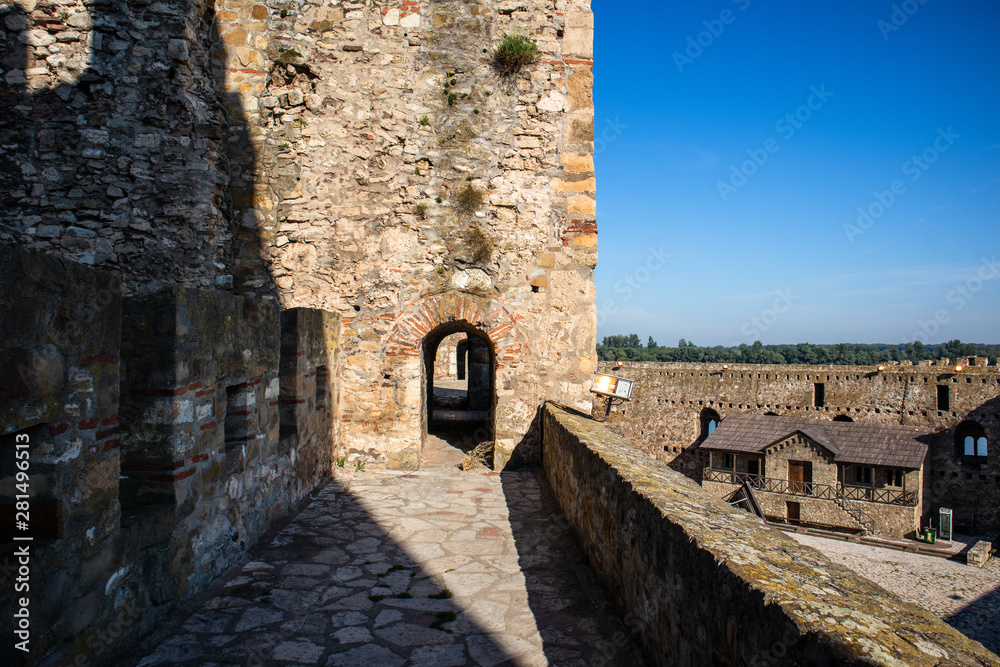 Medieval Smederevo fortress by the Danube river in the Smederevo town in Serbia