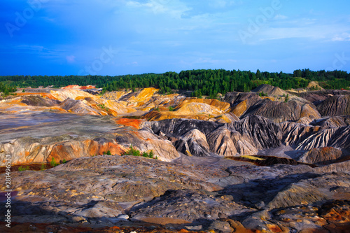 Obraz na plátně refractory clay hills top view in sunny day