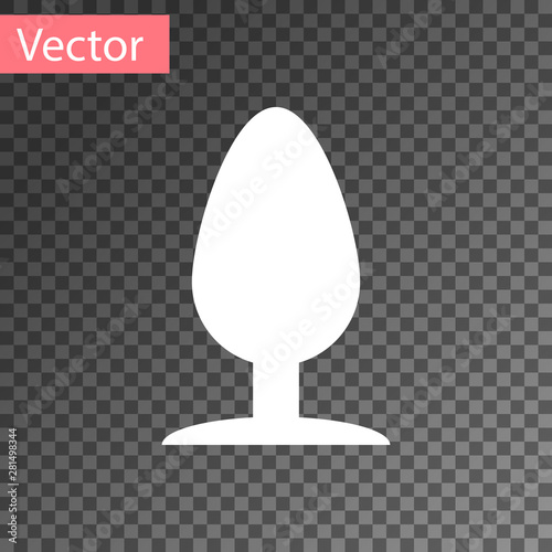 White Anal plug icon isolated on transparent background. Butt plug sign. Fetish accessory. Sex toy for men and woman. Vector Illustration