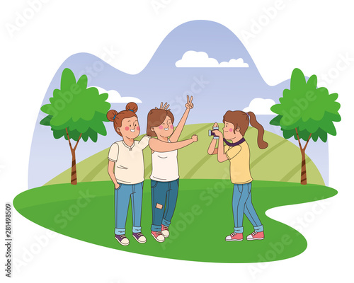 Teenagers friends smiling and having fun