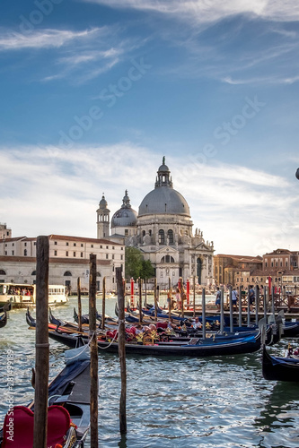 Basilique Santa Maria della Salute gondole canal in Venice, Italy © vivien