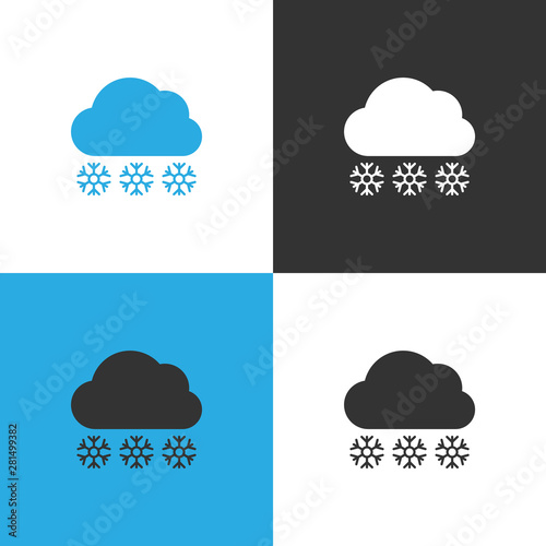 Set of four Cloud with snowfall icon