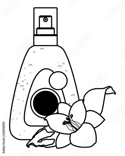 Sun bronzer bottle cosmetic product in black and white