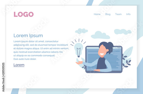 Concept customer and operator, online technical support 24-7 for web page. Vector illustration female hotline operator advises client. Online assistant, virtual help service.