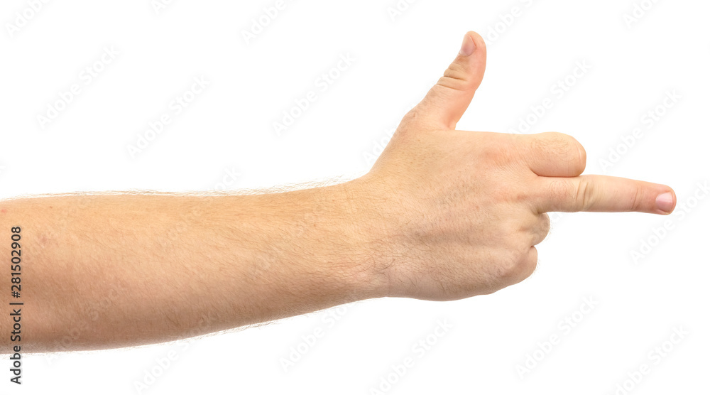 middle finger. hand on a white background, isolate.