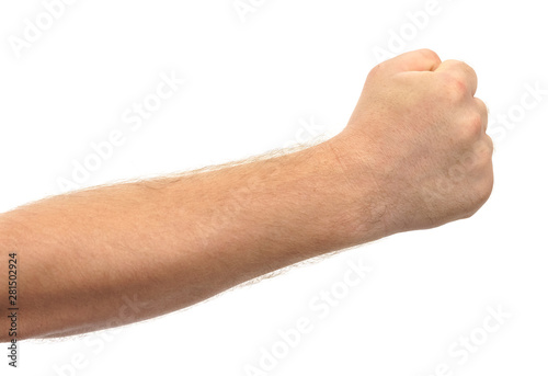 palm clenched fist, on a white background, isolate