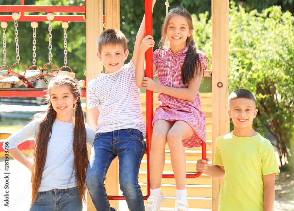 Naklejka premium Cute little children on playground