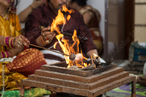 Havan offerings in housewarming in India photo