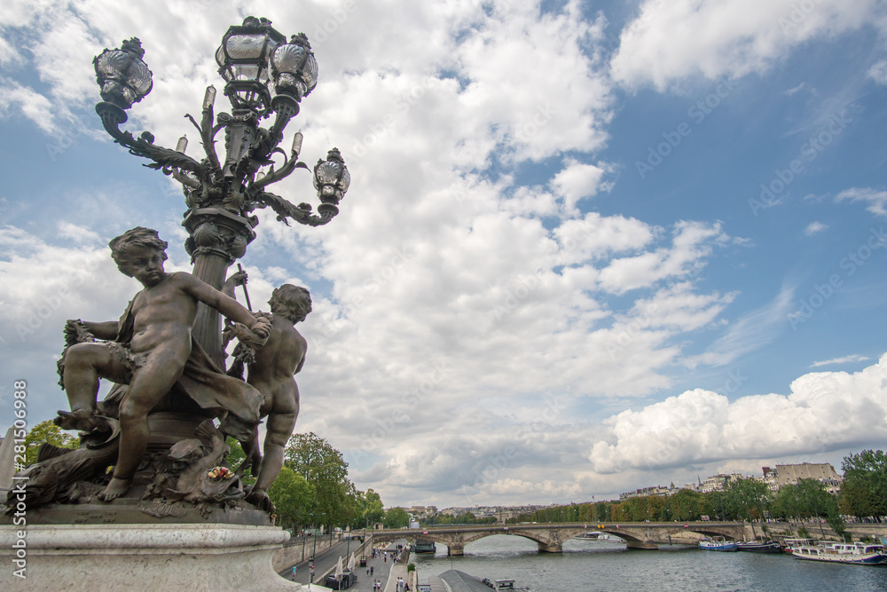 Statues on bridge at Seine, Paris