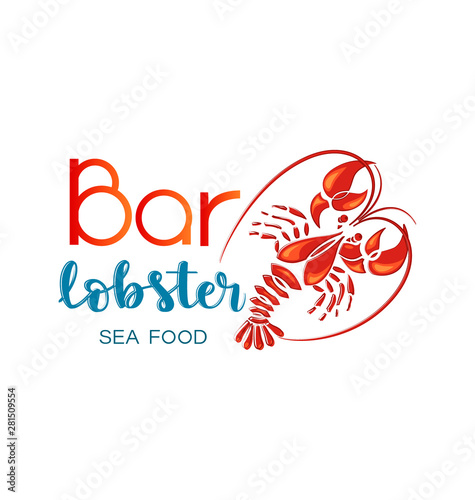 Vector red lobster logo template. Seafood  craft beer  bar  shop of emblems and labels. Corporate identity corporate identity logo design template. Separate on white background